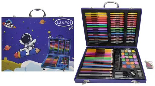 Набір художній для малювання 128 предметів Космонавт у валізі, 35.5x25x5.5 см