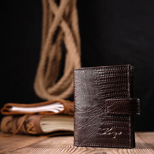 Мужской кожаный кошелек KARYA 9х10.5х2 см acs0023916 - фото 8