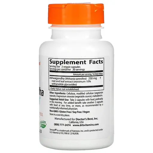 Ашваганда Doctor's Best Ashwagandha 125 mg, 60 вегакапсул - фото 2