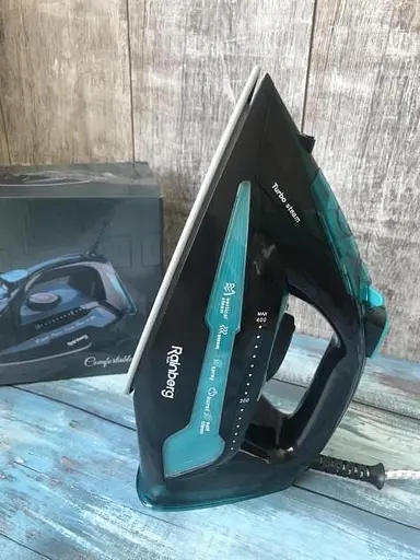 Гладильный паровой утюг Rainberg RB-6310 с керамическим покрытием подошвы 3200Вт Голубой с черным - фото 6