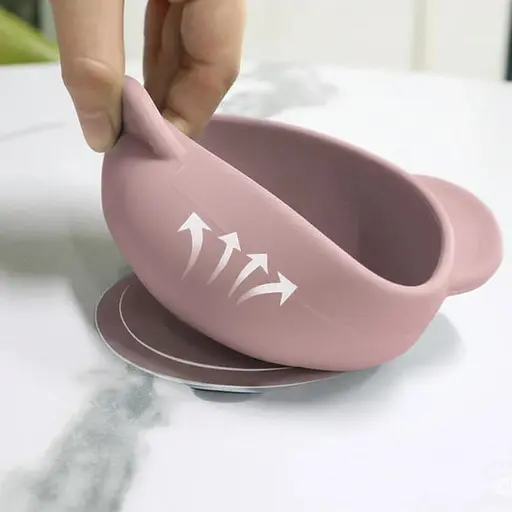 Набор детской силиконовой посуды Cheeks для прикорма на присосках из пищевого силикона нежно розовый с грызунком прорезывателем-погремушкой  Жираф - фото 4