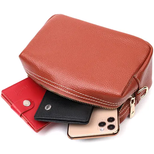 Женская сумка Vintage с двумя ремнями из натуральной кожи 19х11х9 см sum0029050 - фото 7