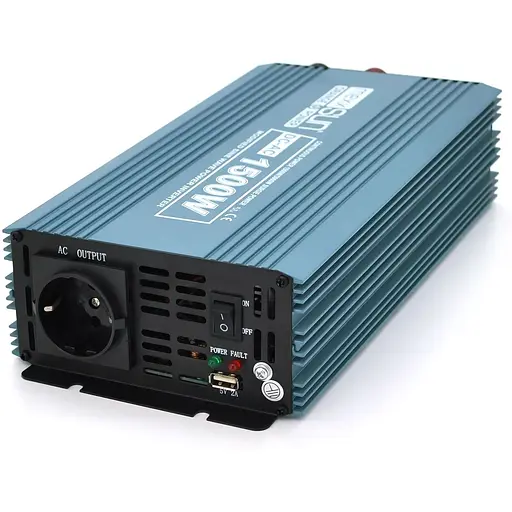 Інвертор напруги Mexxsun MXS-1500, 12V/220V, 1500W з модифікованою синусоїдою, 2 Shuko, клемні дроти, Q6