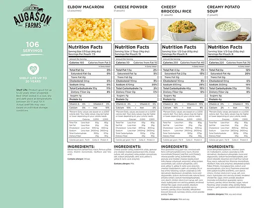 Сублимированные завтраки и ужины 106 порций с длительным сроком хранения 30 лет Augason farms (101082) - фото 4