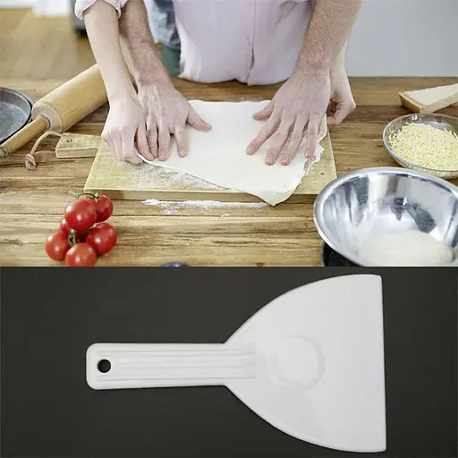 Шпатель кондитерский пластиковый скребок лопатка для теста с ручкой 16 см, Kitchen Master Белый 86293 - фото 4