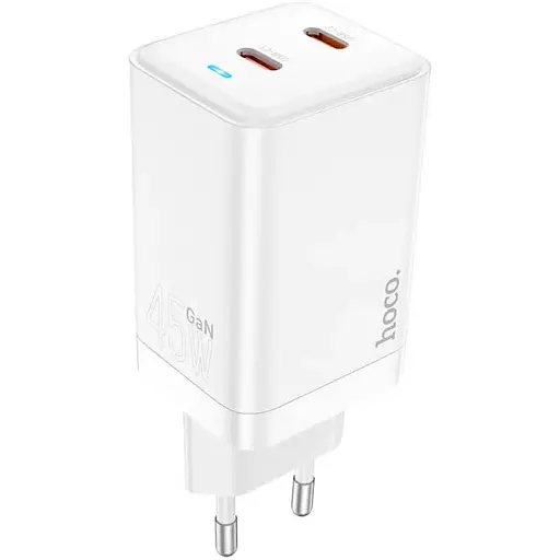 Блок живлення зарядний Hoco Starlight N23 2 usb-c 45 W білий - фото 1