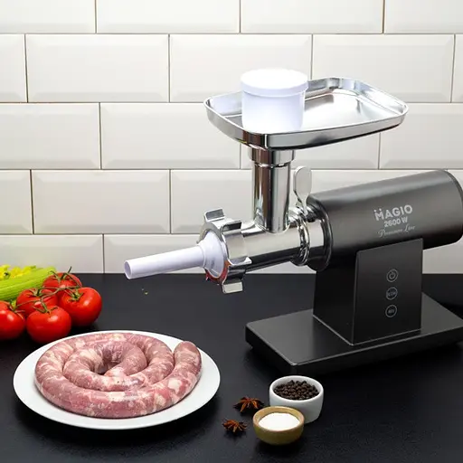 Электрическая мясорубка с реверсом Magio МG-271 мясорубка 3 в 1 соковыжималка, овощерезка Серый 2600 Вт - фото 8