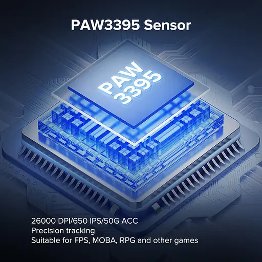 Игровая беспроводная мышка KYSONA M511 / Сенсор PAW3395 / 26000 DPI / White - фото 3