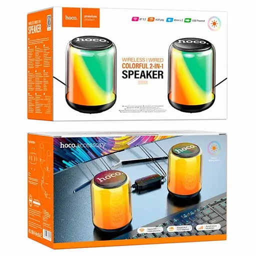 Портативна Bluetooth колонка з підсвічуванням RGB Hoco BS56 Colorful BT Wired 2 в 1 Computer Speaker - фото 2