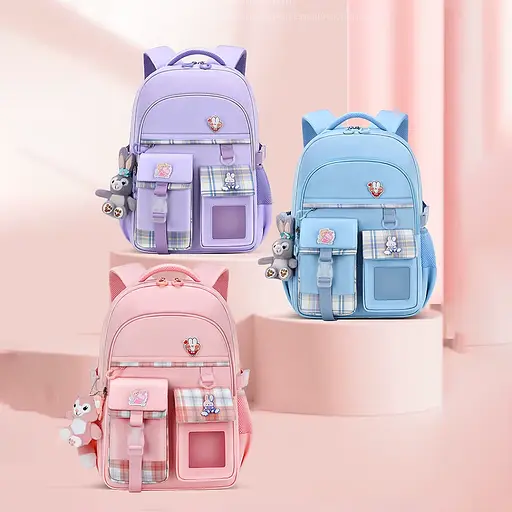 Рюкзак із брелком Зайченя, 30x17x44 см, 1 відділення, 6 кишень, на блискавці, C72832 (В асортименті) - фото 5