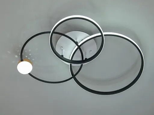 Стельова світлодіодна люстра кільця з пультом, 55Вт, білий+чорний - фото 3