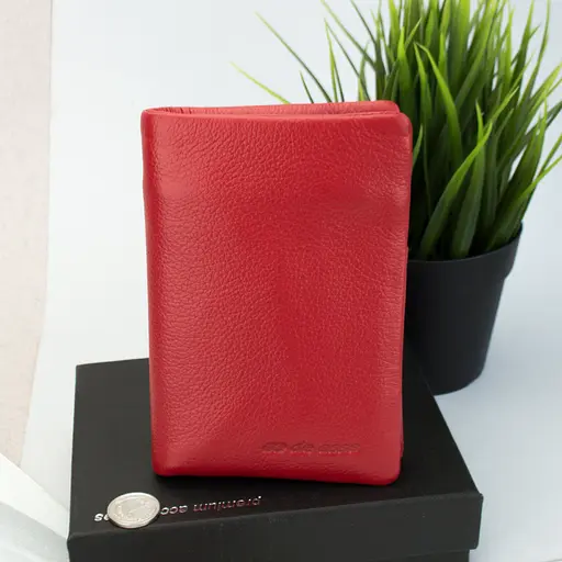 Гаманець жіночий шкіряний De Esse LC14288-GD02 маленький на магніті червоний - фото 1