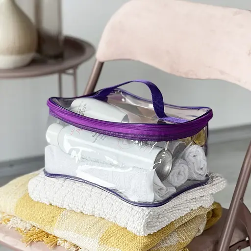 Комплект прозорих косметичок 2 шт (фіолетовий) - фото 4