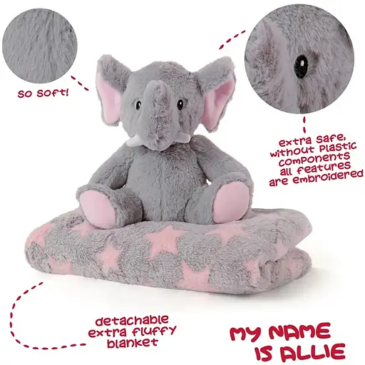 Плед Perletti Toys Allie Elephant с мягкой игрушкой 120x80 см серый/розовый (P13068) - фото 3