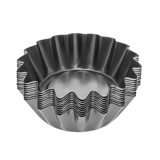 Формочки темные стальные для выпечки корзинок кексов и тарталеток Ø верх 8.5, низ 5, высота 3 см (набор из 10 штук) 88008 - фото 9