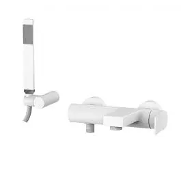 Смеситель для ванны Paffoni Tilt с регулируемым душевым гарнитуром white matt TI023BO, Белый матовый - фото 1