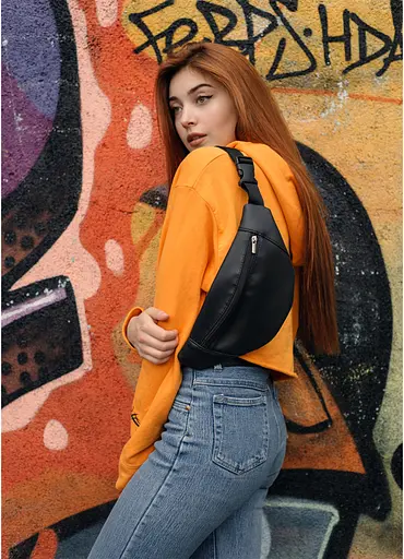 Поясна сумка бананка Sambag Soho BSH чорний 33 х 14 см (82111001) - фото 1