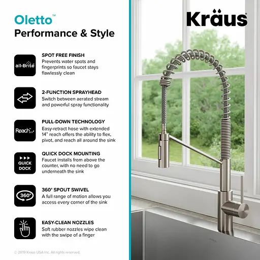 Змішувач для кухні Kraus Oletto нержавіюча сталь KPF-2631SFS Нержавіюча сталь - фото 11