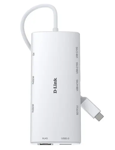 USB-хаб D-Link USB-C хаб DUP-A01 10-в-1 2xHDMI, 1xGE, 2xUSB-C, 1xUSB-A 3.1, 1xUSB-A 3.0, 1xSD, 1xmicroSD, 1xUSB-C PD (DUP-A01) - фото 2