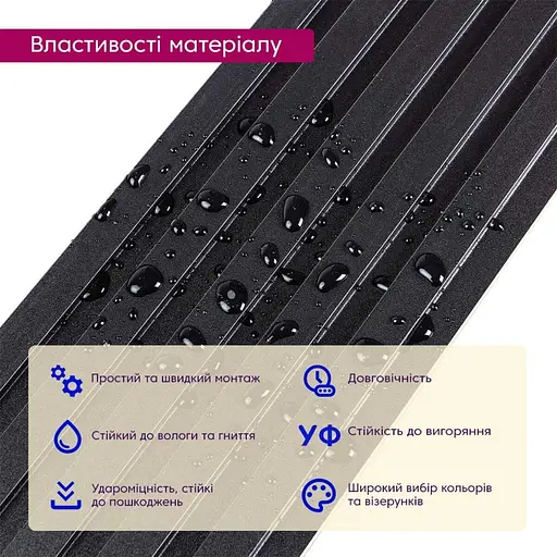 Рейка декоративна Wall Sticker WPC стінова 3000х150х9 мм Антрацит SW-00001869 - фото 4