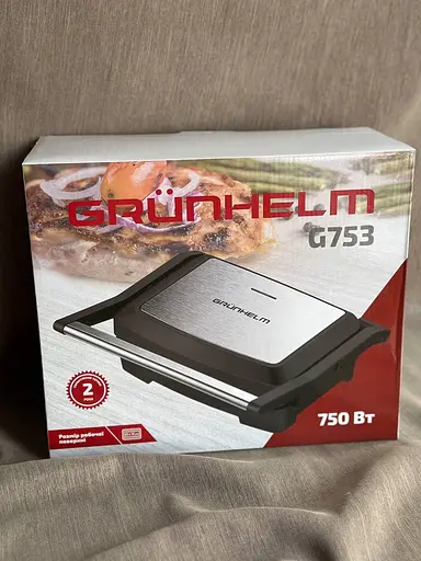 Прижимной контактный электрический гриль Grunhelm G753 домашний с антипригарным покрытием 750Вт Серый - фото 9