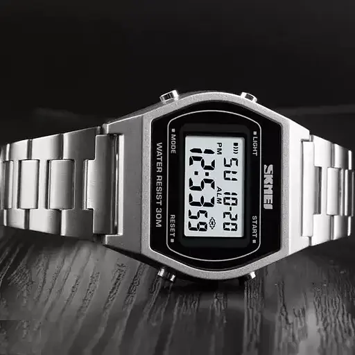 Наручний електронний ретро годинник Skmei 1328 Сріблястий - фото 5