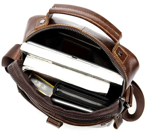 Чоловіча шкіряна сумка Vintage 21х24,5х8 см sum0012359 - фото 6