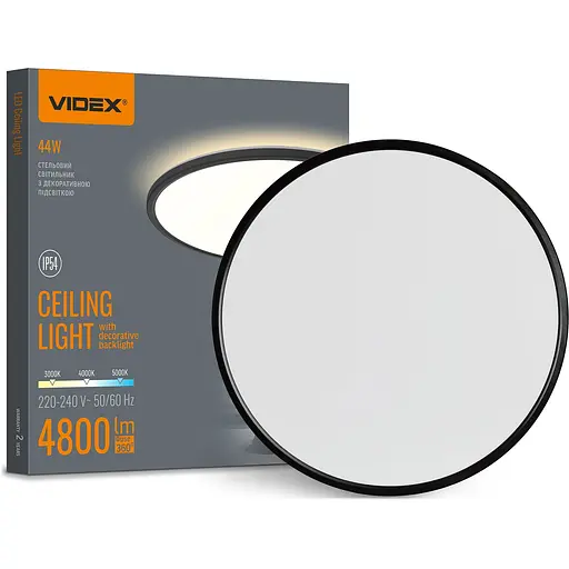 Світильник LED Videx з декоративною підсвіткою DL5R 44W 3000K-4000K-5000K Black (VL-DL5R-44CB)