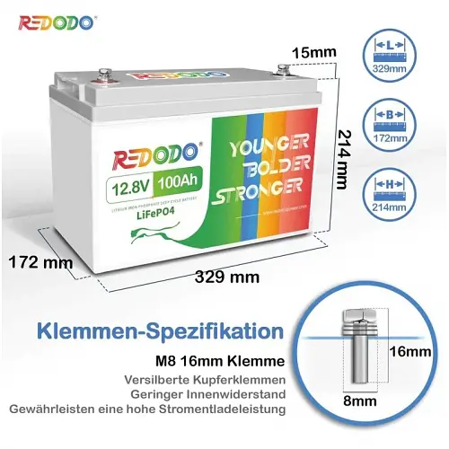 Аккумулятор Redodo 1280Wh LiFePO4 (12V 100Ah) - фото 3