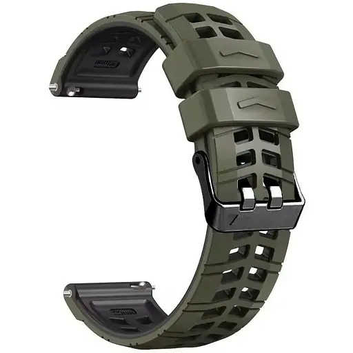 Ремешок силиконовый Tamister для часов Sport 2 хаки с черным 22 мм.