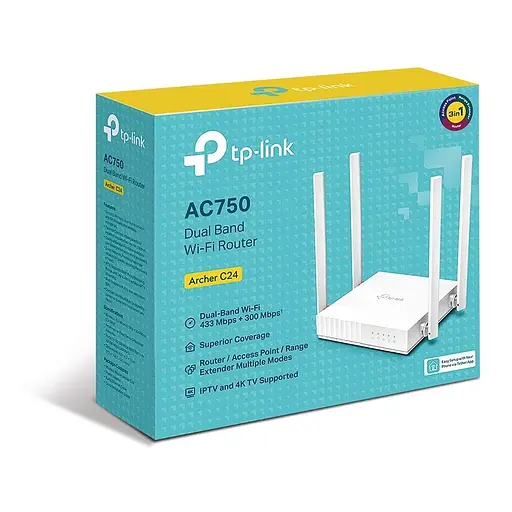 Маршрутизатор - беспроводной роутер TP-Link Archer C24 AC750 (2-диапазонный Wi-Fi 2,4 и 5,5 ГГц) - фото 6
