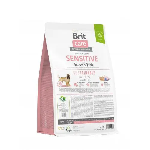 Сухий корм Brit Care Dog Sustainable Sensitive для собак з чутливим травленням, з рибою та комахами, 3 кг - фото 3