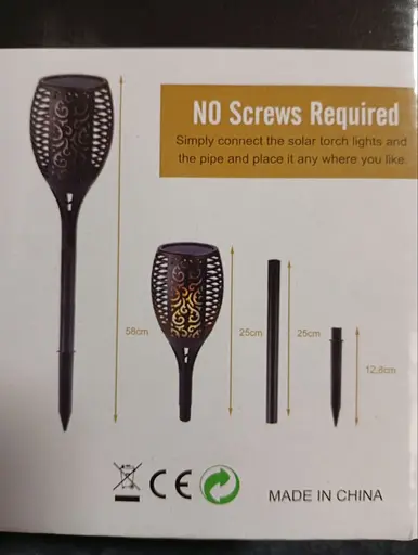 Садовый светильник Solar flame led light sensor activated 58см 600мАч Водонепроницаемый фонарь факел Черный - фото 9