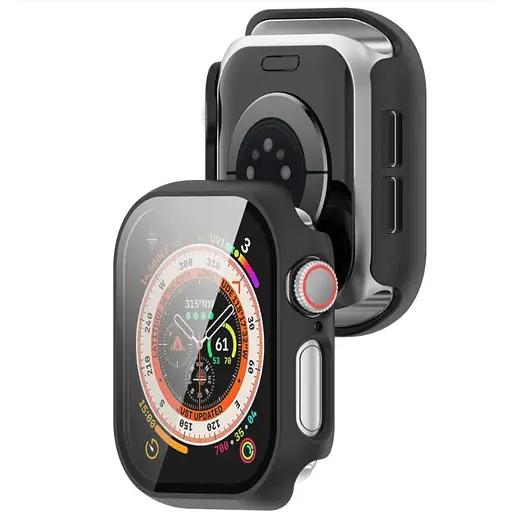 Чохол-накладка DK для Apple Watch 42mm (Series 10) Пластик Soft-Touch Glass Full Cover (black) - фото 2