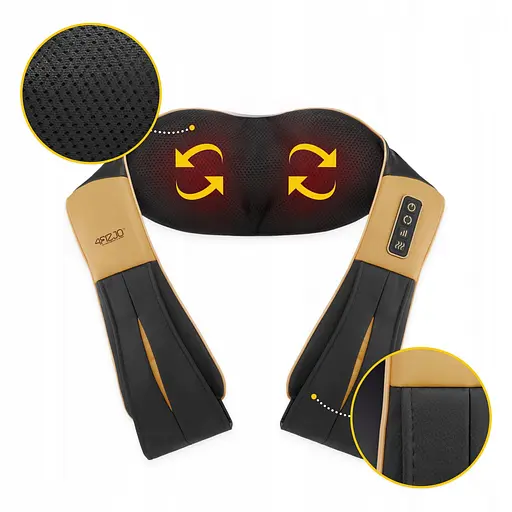 Накидка-масажер 4FIZJO Shiatsu Ultra+ для шиї та спини, акумуляторна 4FJ0566 Black/Gold (P-5907739319081) - фото 8