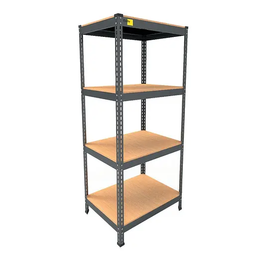 Металевий стелаж Emby Light Series (розмір 1500х900x600мм) 4 полиці ДСП до 100кг Чорний