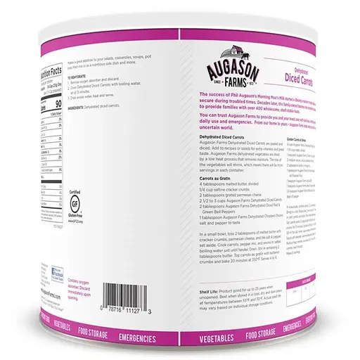 Морковь нарезанная сублимированная с длительным сроком хранения 25 лет Augason Farms, 40 порций (101179) - фото 2