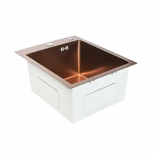 Кухонна мийка Germece Handmade PVD мідна 400x500x220 (3,0/1,5 мм корзина та дозатор в комплекті), Теплый закат - фото 6