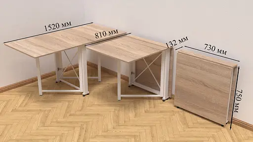 Стіл-книга трансформер Оріон 2 Ferrum-decor 750x1520x730 Білий метал ДСП Дуб Сонома 16 мм (FRD-104593) - фото 6