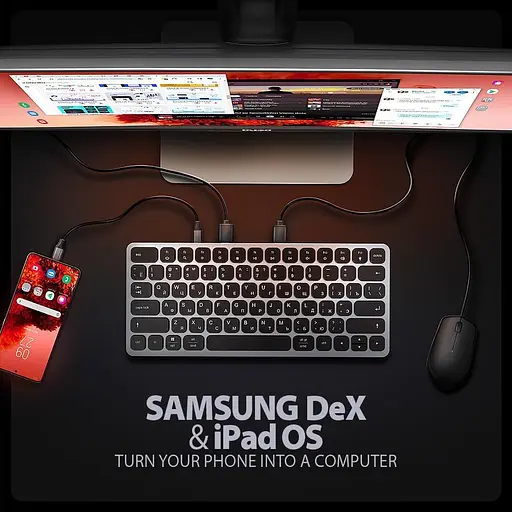 Клавіатура AXAGON HMC-KB USB-C 9 in 1 HUB EN/UA Grey Black (HMC-KB-CRL) - фото 4