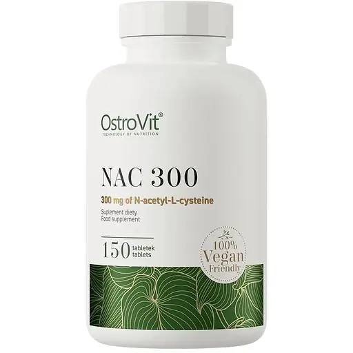 N-ацетилцистеїн OstroVit Vege NAC 300 mg, 150 таблеток для антиоксидантного захисту