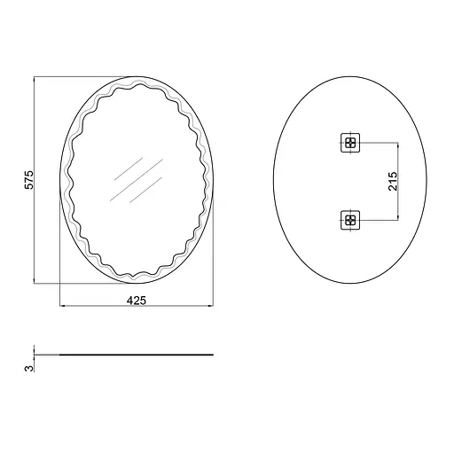 Дзеркало Lidz Latwa 140.07.11 425x575 настінне овальне з декором LD78LA4257 - фото 2
