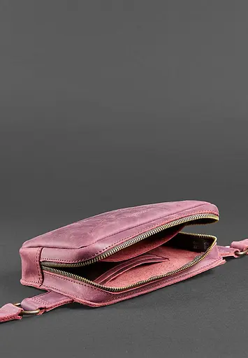 Шкіряна поясна сумка Dropbag Mini Crazy Horse бордова - фото 6