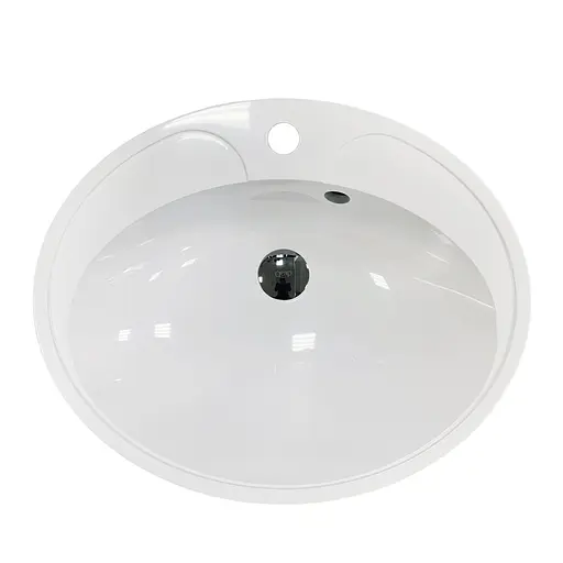 Раковина Adamant умивальник Lauf New штучний камінь овальна для переливу накладний білий - фото 5