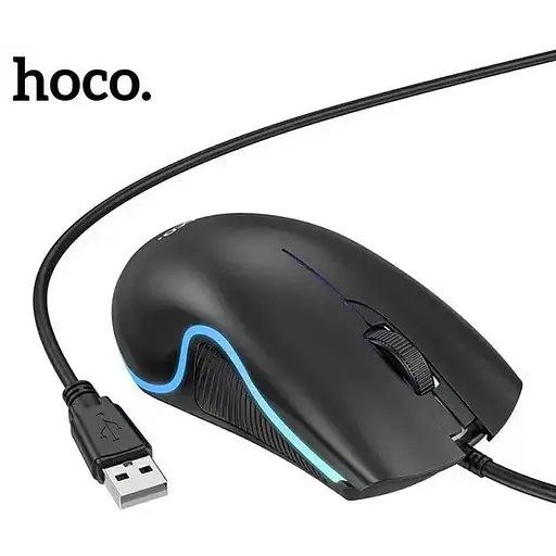 Комп'ютерна миша Hoco GM19 провідна оптична USB RGB підсвічування чорна - фото 4