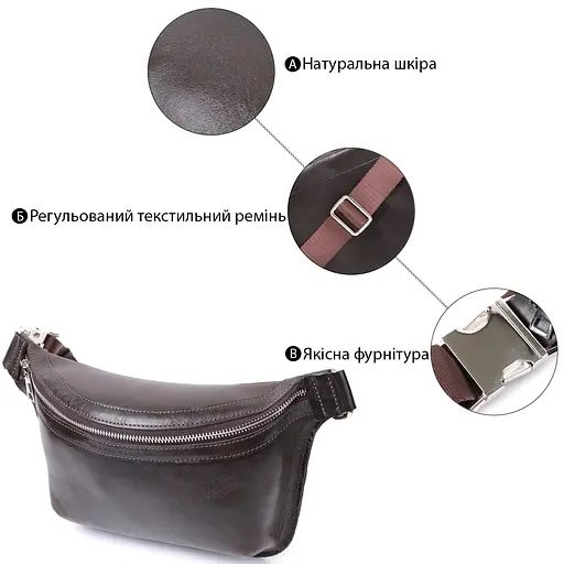 Бананка для мужчин из натуральной кожи GRANDE PELLE 25х15х4,5 см sum0026993 - фото 14