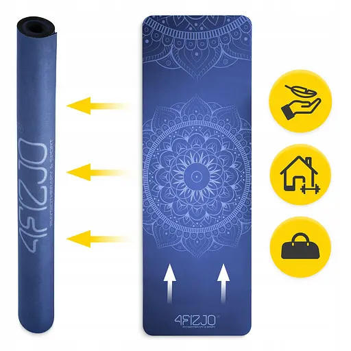 Коврик (мат) спортивный 4FIZJO замша 183 x 61 x 0.15 см для йоги и фитнеса Blue (P-5905973405713) - фото 3