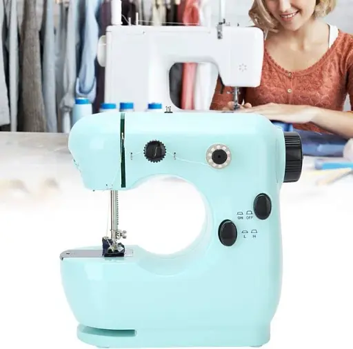 Мини швейная машинка Zerodis, портативная, бытовая, электрическая, для шитья, 4 в 1, с 2 режимами скоростей, с педалью, бирюзовая, JYS - фото 2
