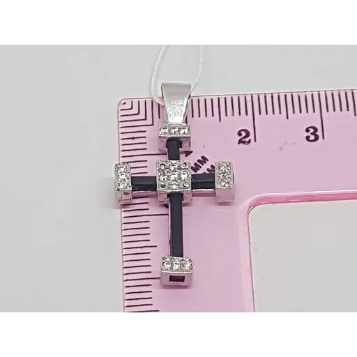 Срібний хрест Гаразд з каучуком і фіанітами. 5541757 мал - фото 5