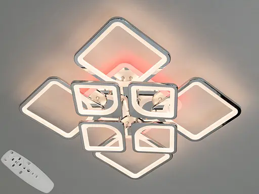 LED люстра з диммером і синім підсвічуванням, колір хром, 155W - фото 1